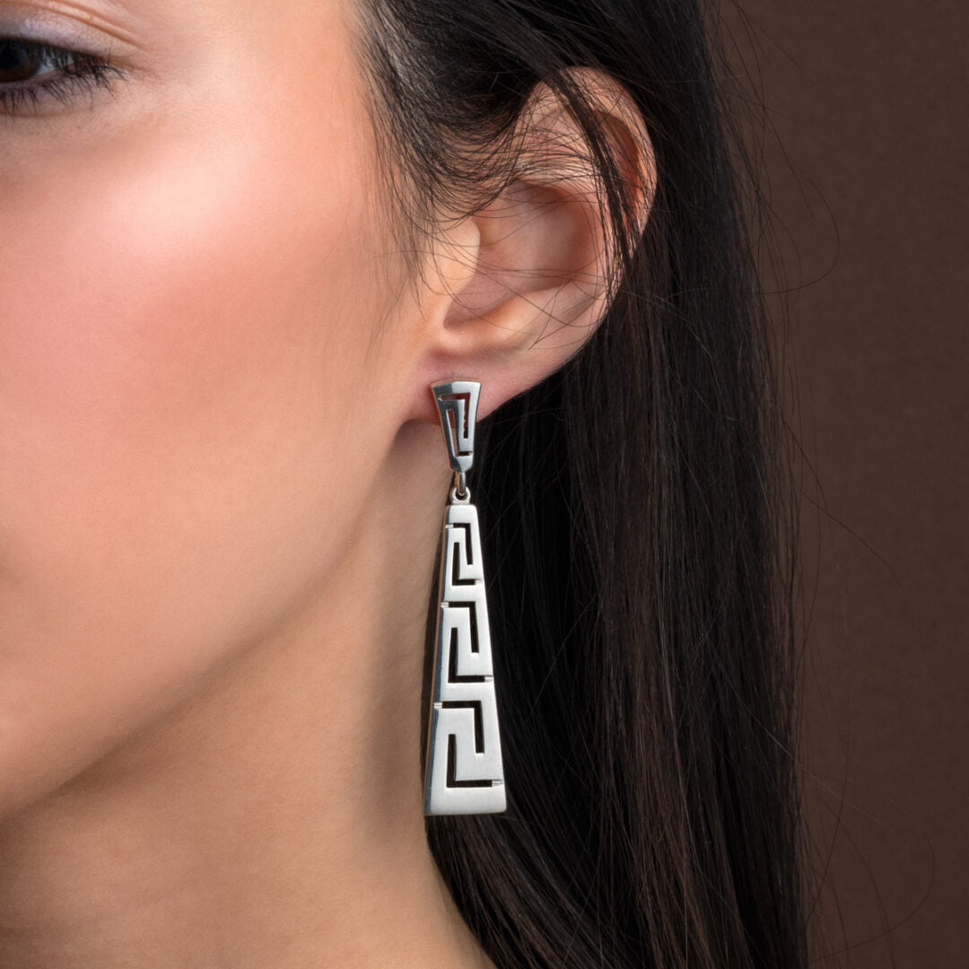 Meander Drop Earrings - Sterling Silver 925