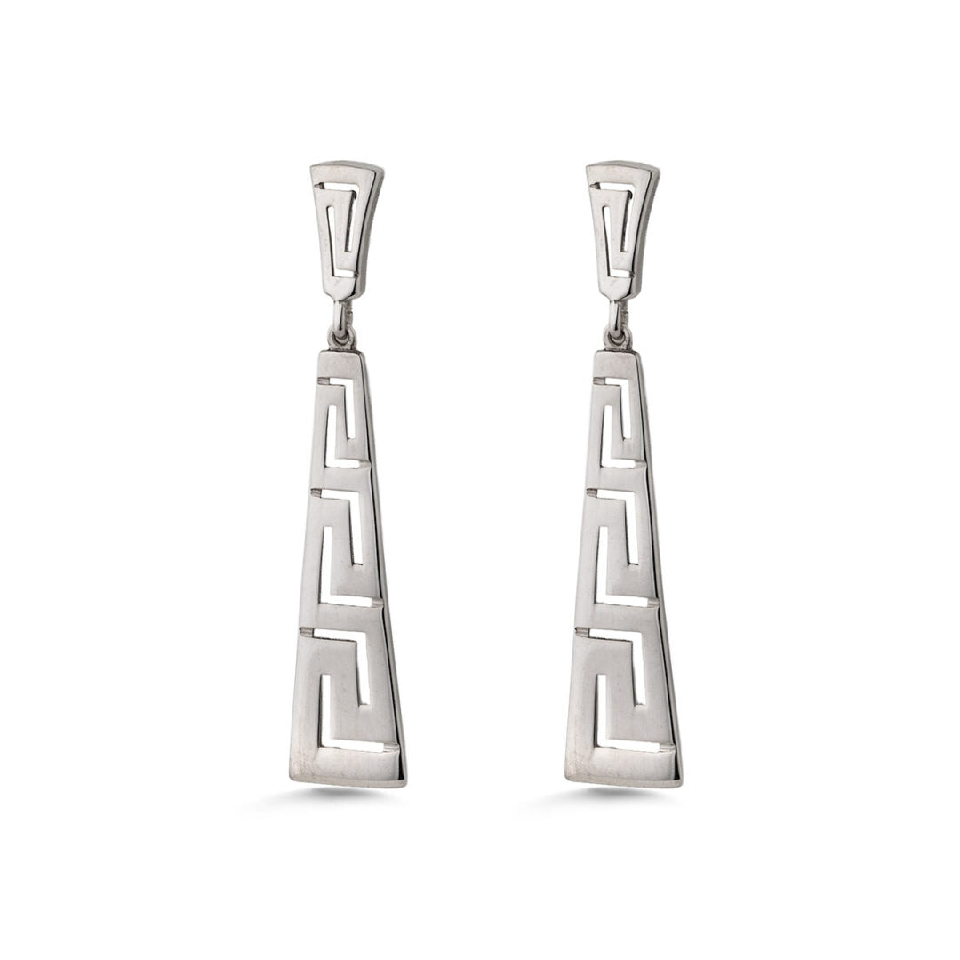Meander Drop Earrings - Sterling Silver 925
