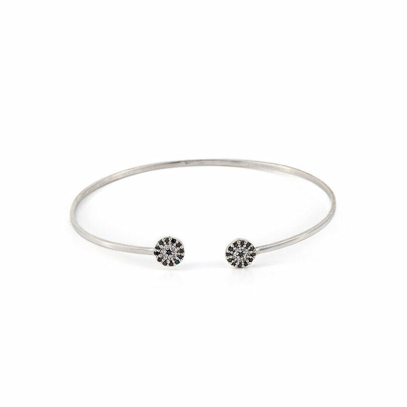 Sterling Silver Evil Eye Bracelet with Zircons