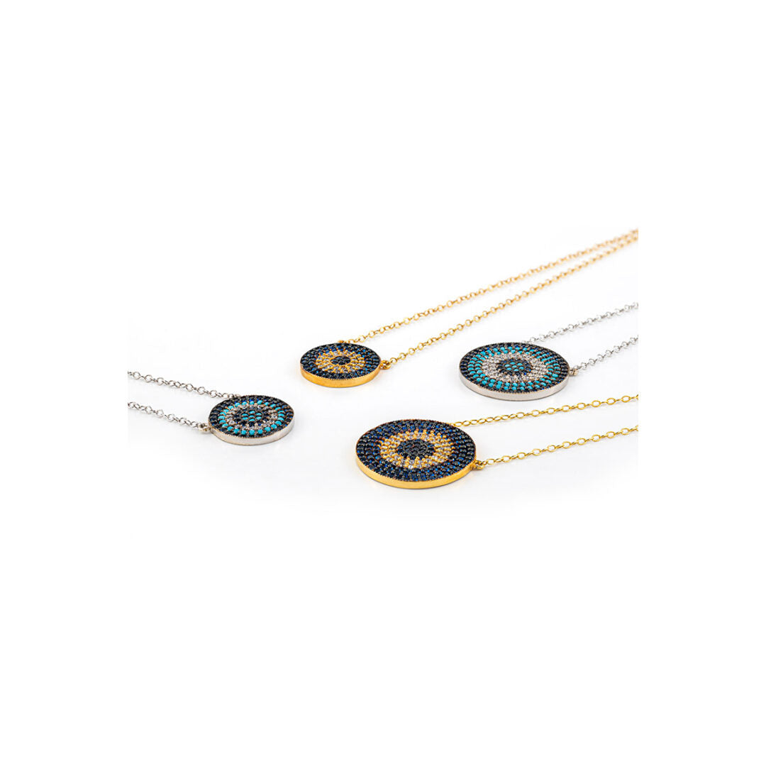 Evil Eye Necklace with Zircon - 925 Silver &amp; Gold Plated