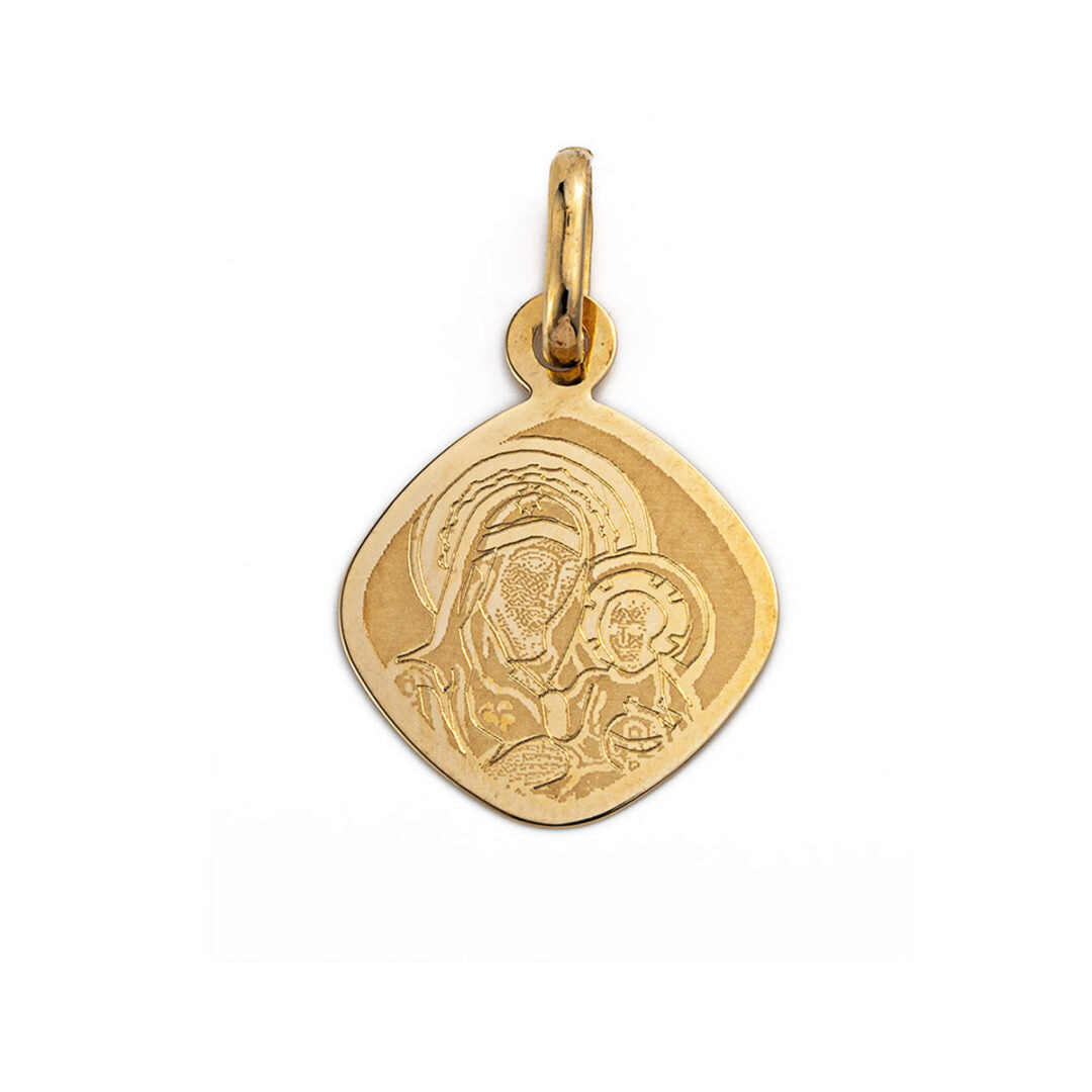 Virgin Mary and Jesus Pendant - 14K Gold