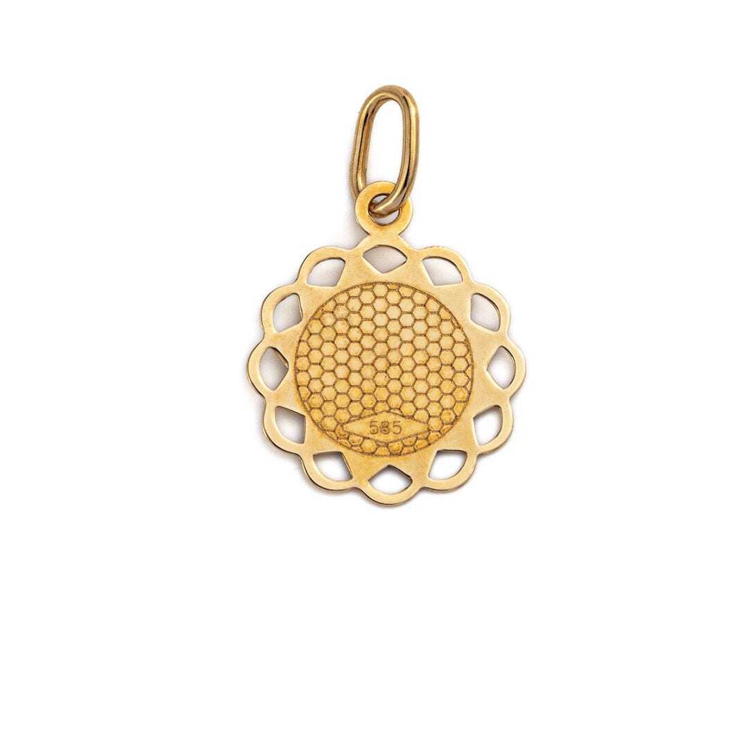 Virgin Mary and Jesus Pendant - 14K Gold