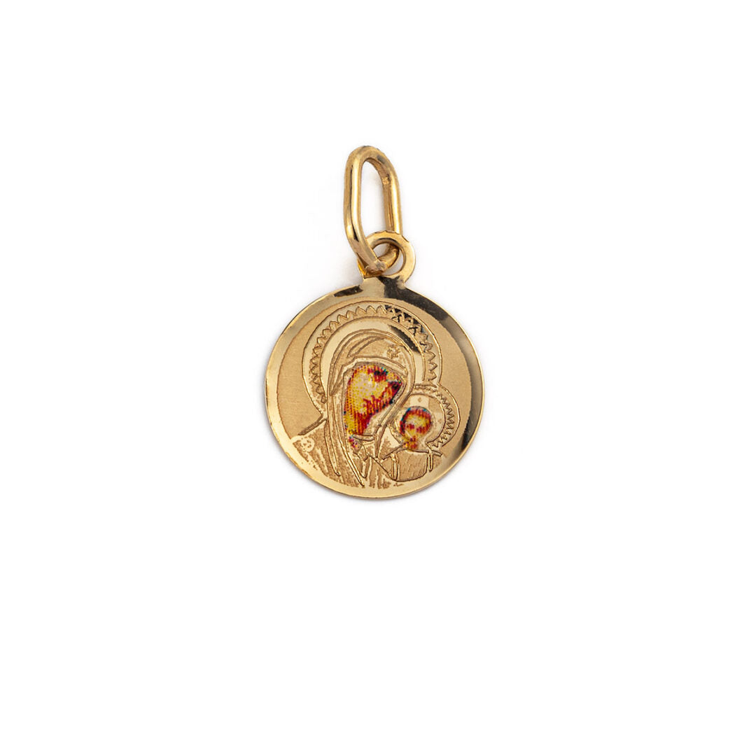Virgin Mary and Jesus Pendant - 14K Gold