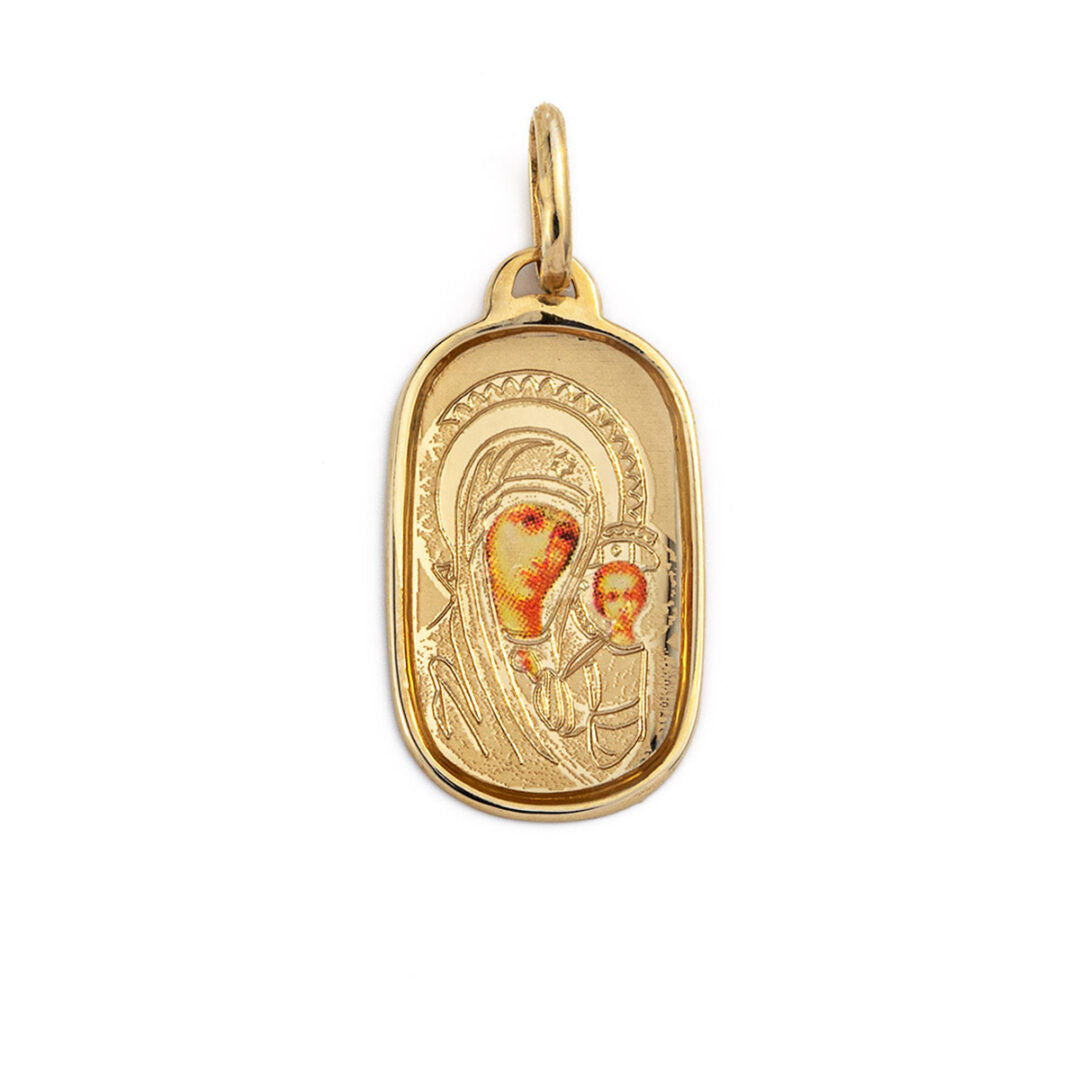 Virgin Mary and Jesus Pendant - 14K Gold