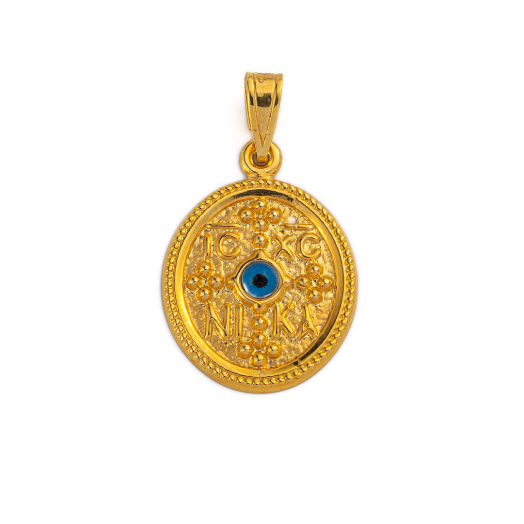 Conqueror’s Cross Constantinato Oval Pendant with Eye – 14K Gold