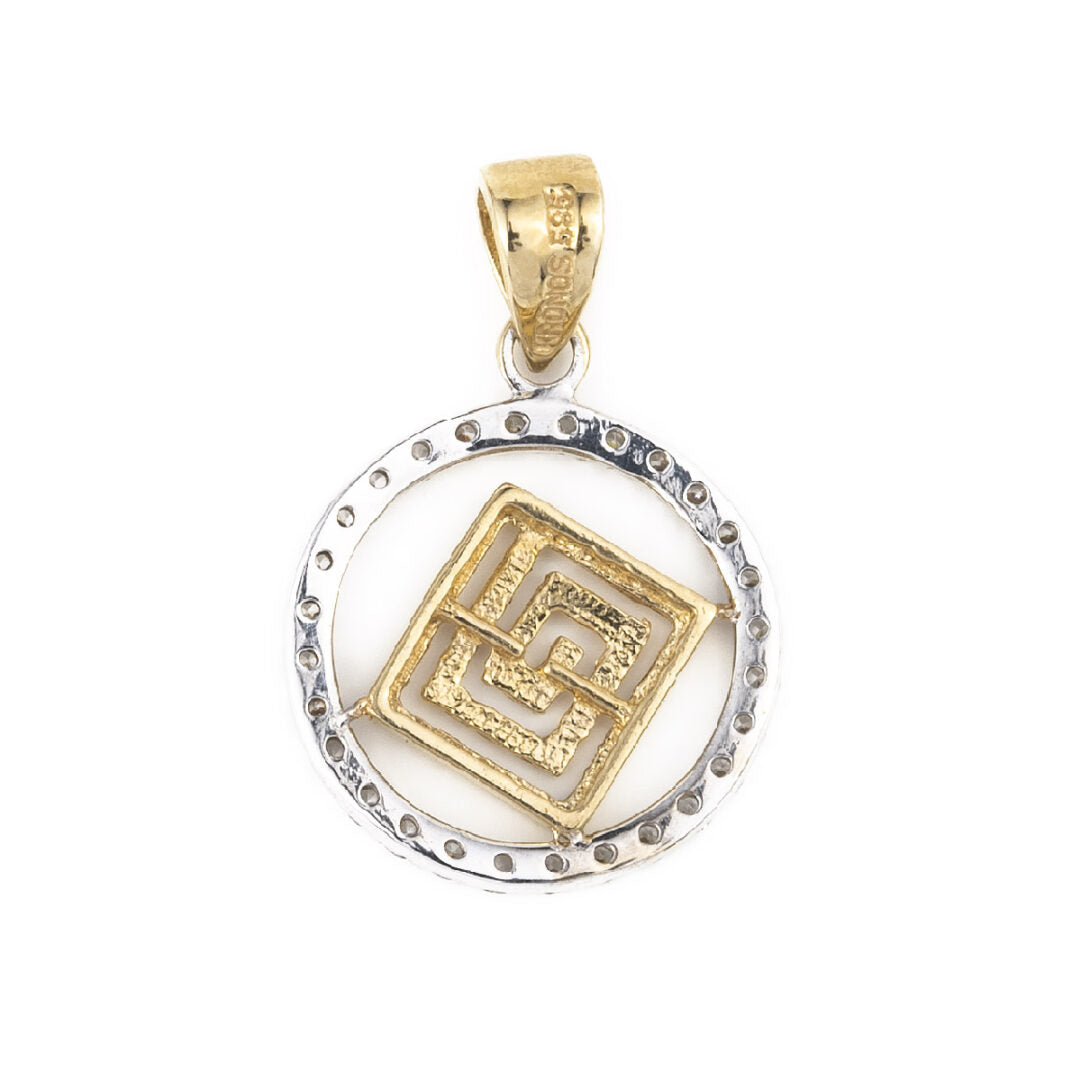 Meandros Pendant - 14k Gold and Zircon