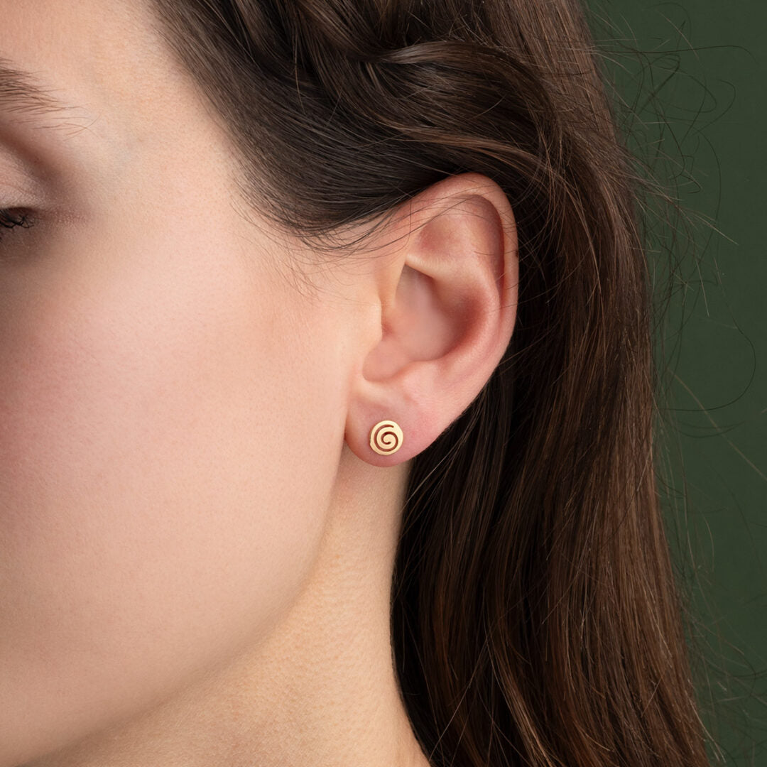 14k Gold Spiral Stud Earrings