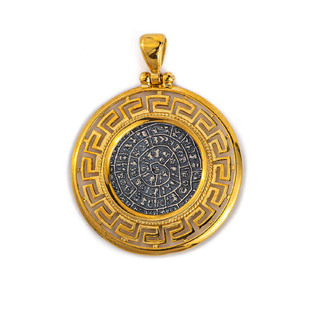Phaistos Disc pendant with Greek Key symbol
