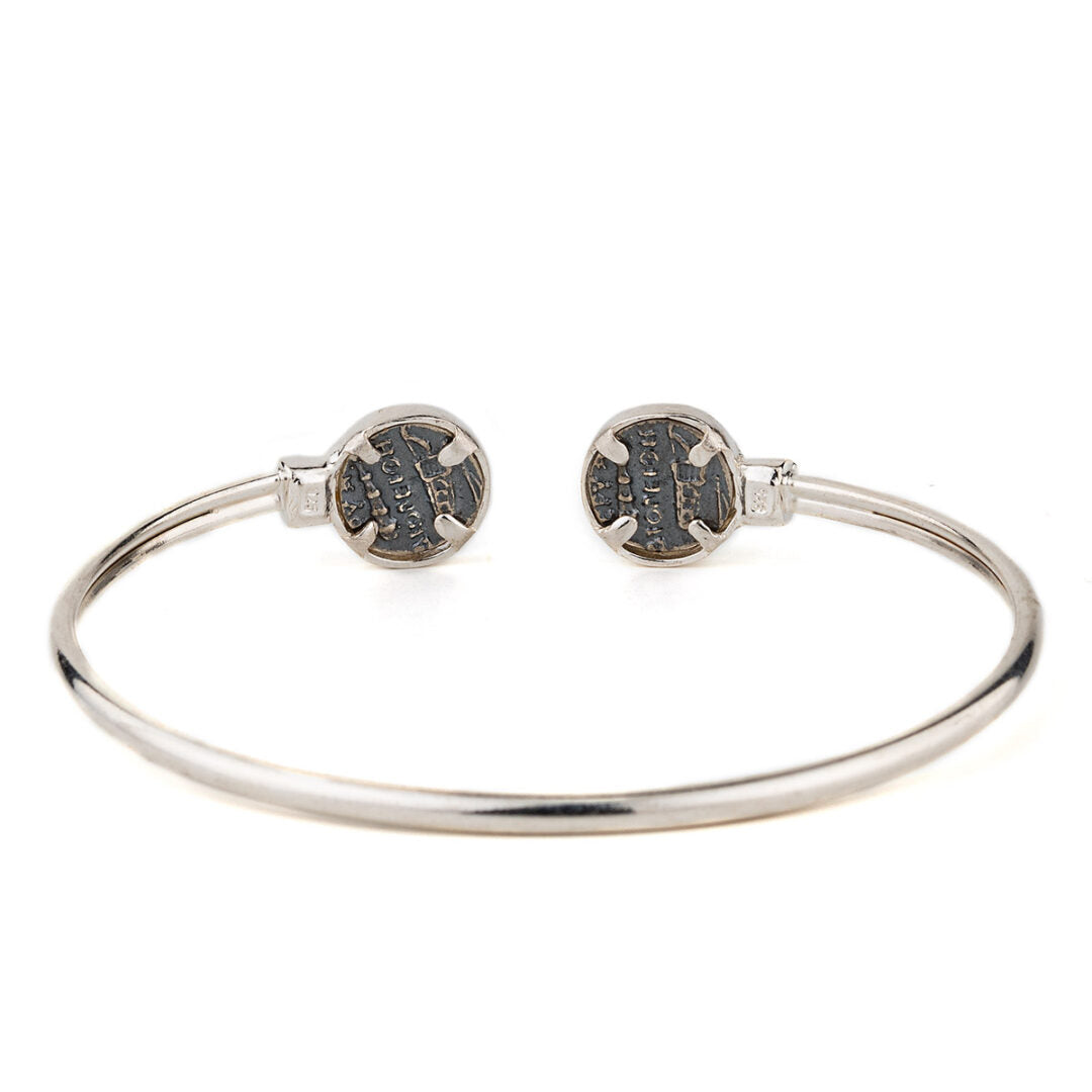 Goddess Athena Coin Cuff Bracelet – 925 Sterling Silver
