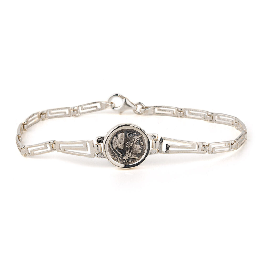 Athena Coin Link Bracelet – 925 Sterling Silver