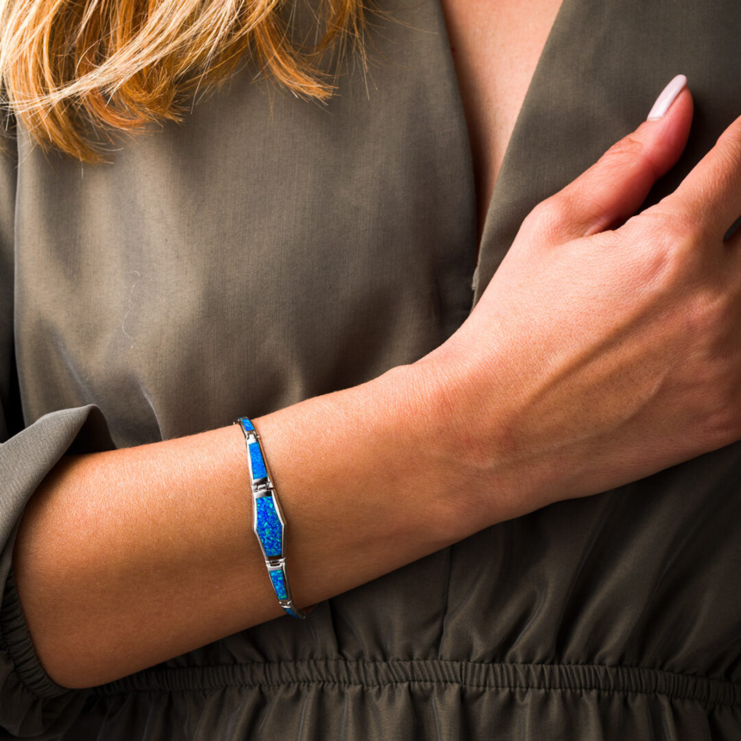 Meander Bracelet – 925 Sterling Silver with Opal