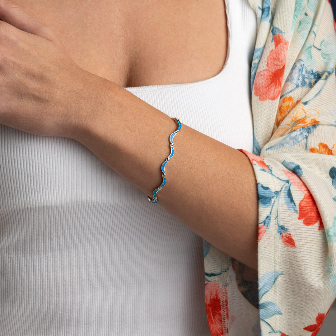 Sterling Silver Blue Opal Bracelet