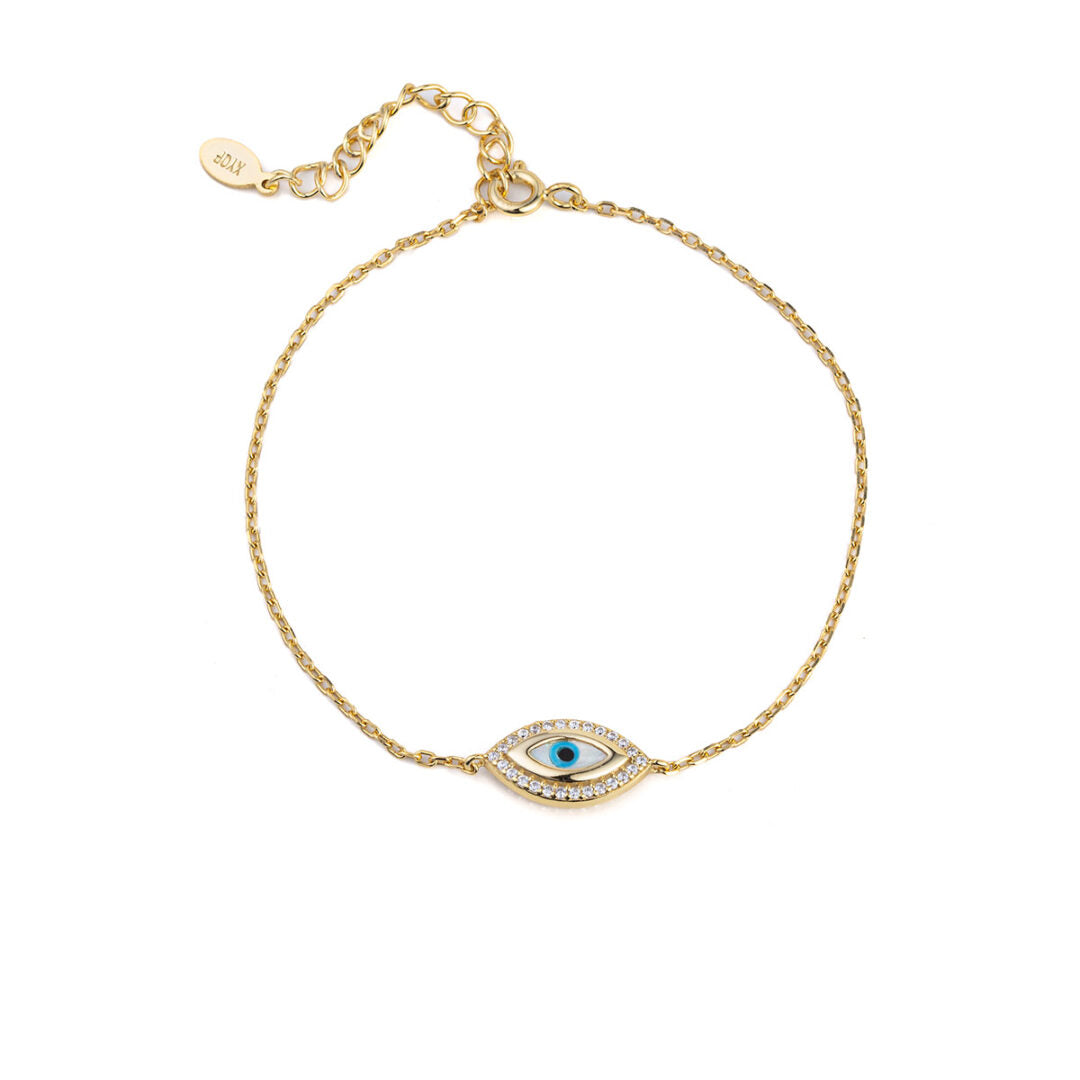 Evil Eye Chain Bracelet - 925 Sterling Silver and Gold Plated