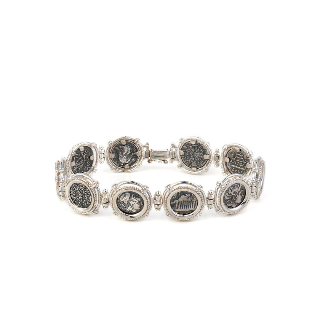 Greek Coins Bracelet 925 Sterling Silver