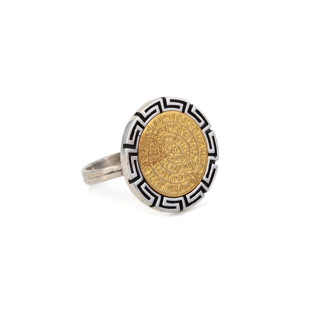 Greek Key Phaistos Disc Ring