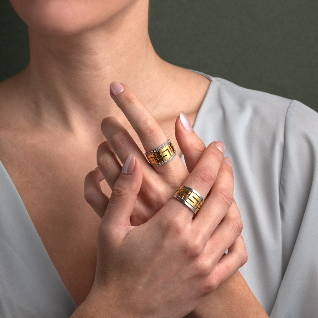 Δαχτυλίδι Μαίανδρος - Επιχρυσωμένο Ασήμι 925 και Ζιργκόν