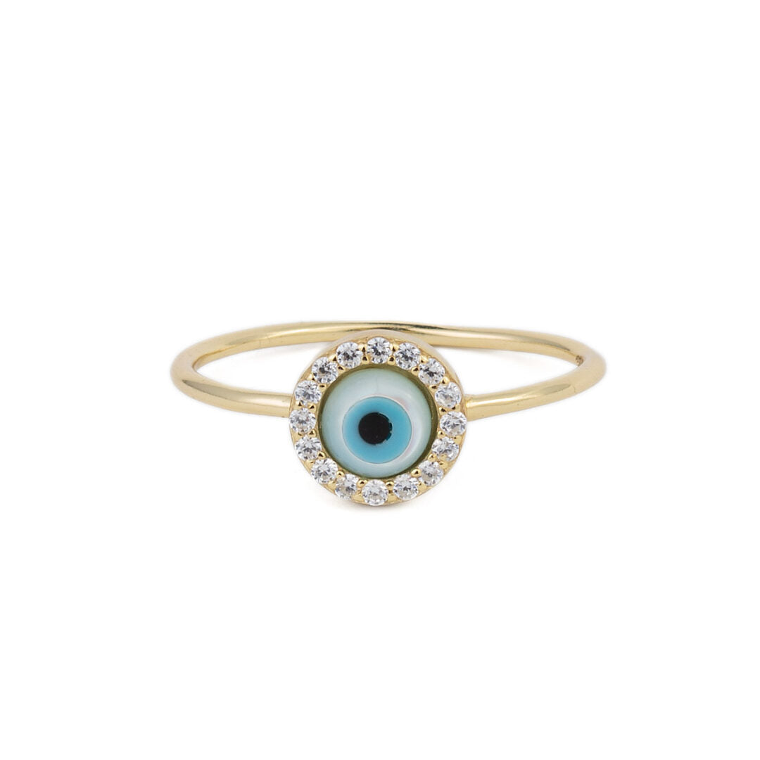 Sterling Silver Tiny Eye Ring with Zircon
