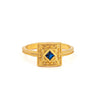 Byzantine Square Ring in 925 Sterling Silver Gold Plated with Zircon — Blue