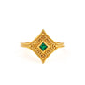 Byzantine Rhombus Ring in 925 Sterling Silver Gold-Plated with Zircon — Green