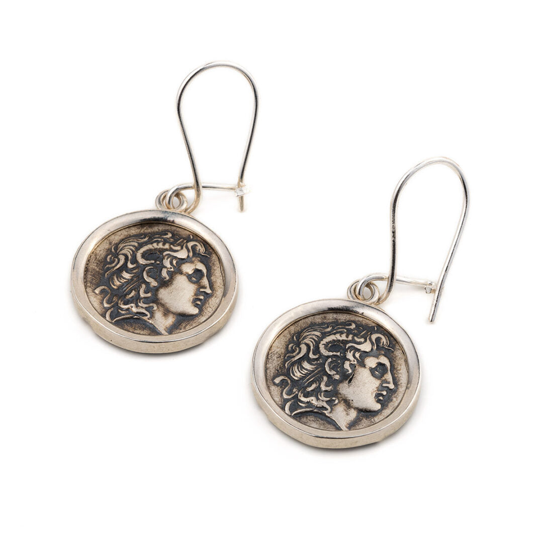 Alexander the Great Coin  Earrings - 925 Sterling Silver