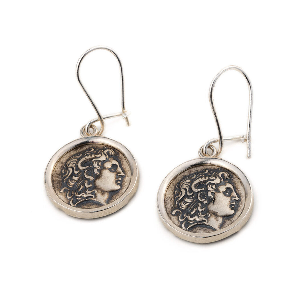 Alexander the Great Coin  Earrings - 925 Sterling Silver
