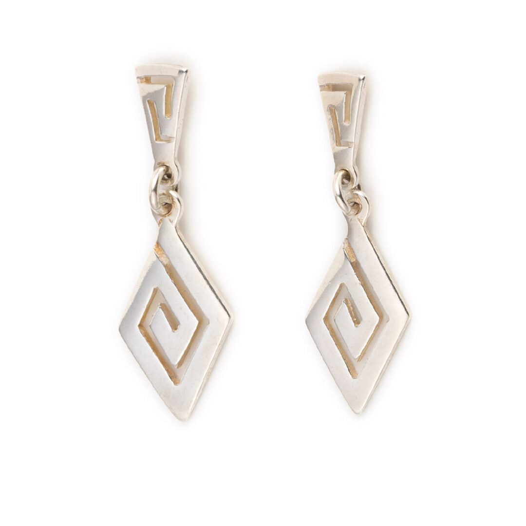 Sterling Silver Dangle Earrings - Greek Key Meander