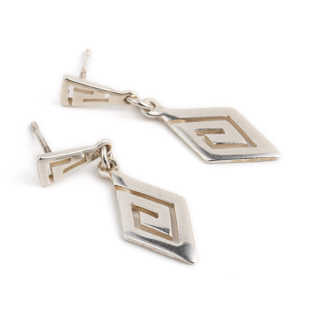 Sterling Silver Dangle Earrings - Greek Key Meander