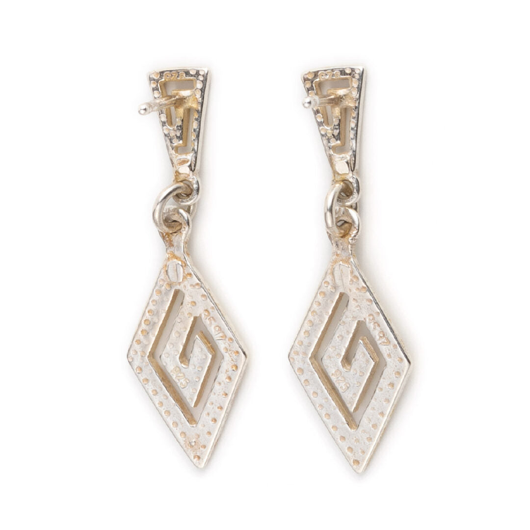 Sterling Silver Dangle Earrings - Greek Key Meander