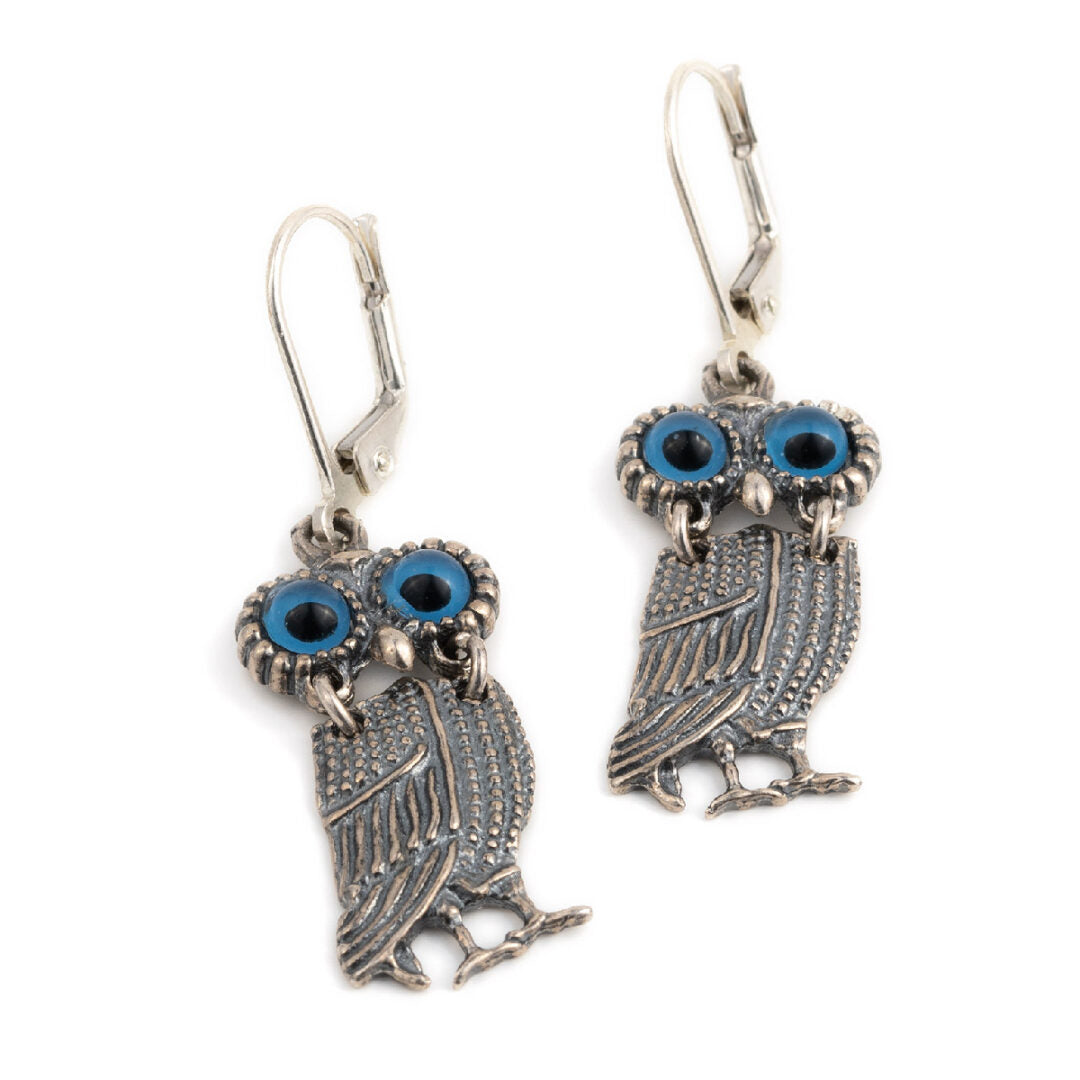 Sterling Silver Owl Dangle Earrings