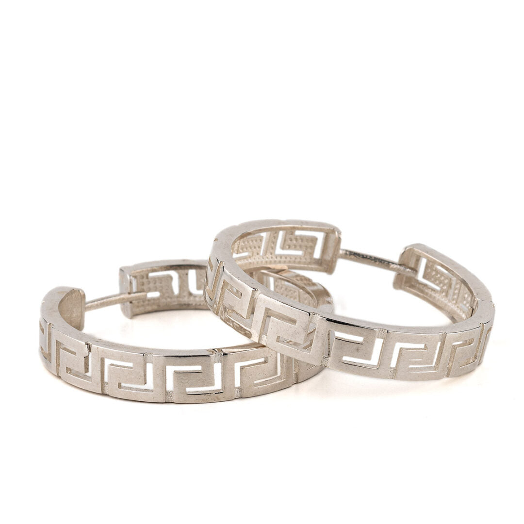 Meander Hoop Earrings Large – 925 Sterling Silver