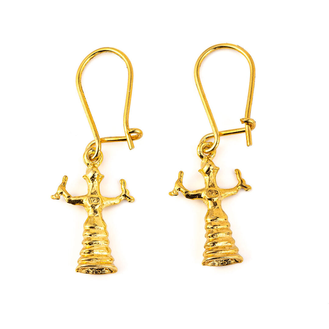 Snake Goddess Drop Earrings - Sterling Silver and Gold Plated