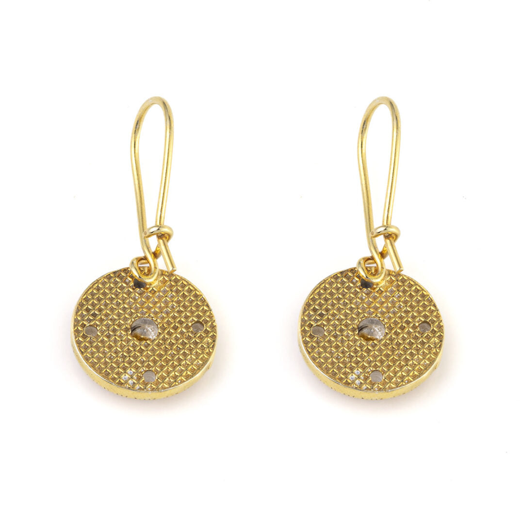 Round Byzantine Earrings with CZ - Sterling Silver and Gold Plated