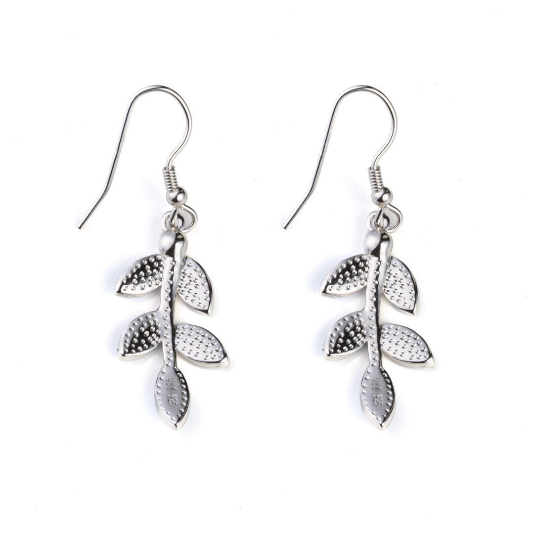 Leaf Opal Earrings - 925 Sterling Silver