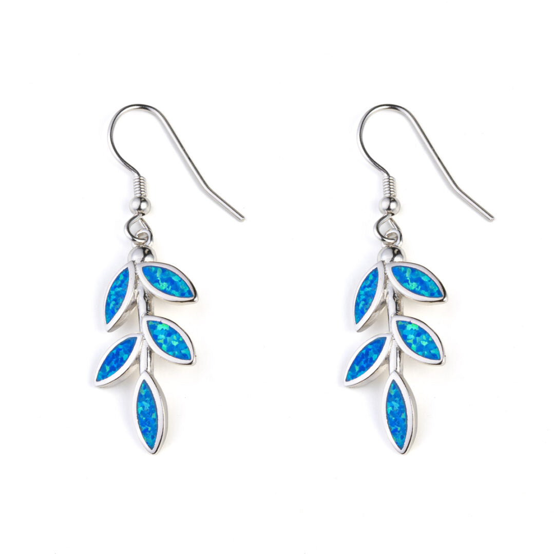 Leaf Opal Earrings - 925 Sterling Silver