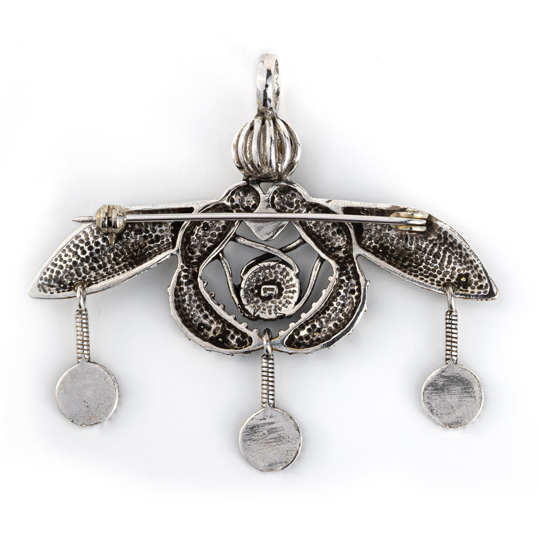 Malia bees pendant and brooch in sterling silver