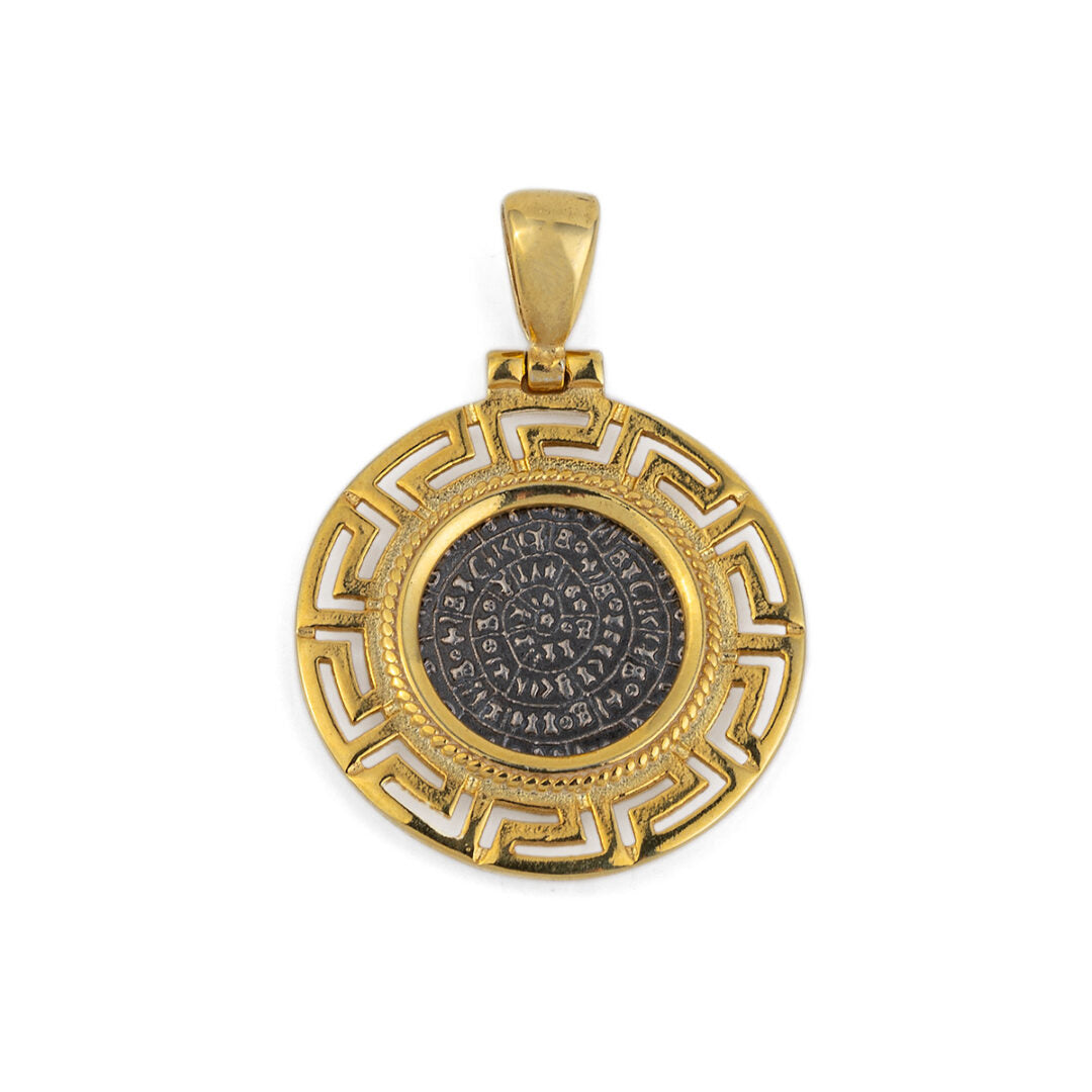 Greek Key Phaistos Disc Pendant