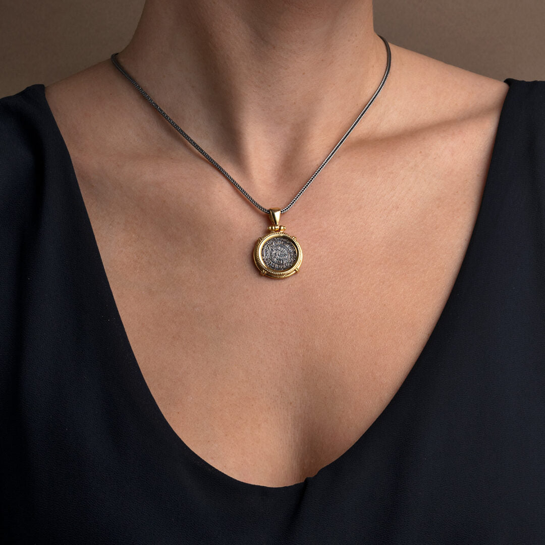 Phaistos Disc Pendant – Sterling Silver and Gold Plated