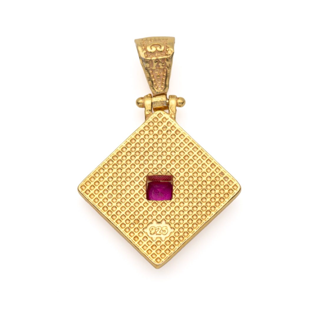 Byzantine Rhombus Pendant in Gold Plated Silver 925