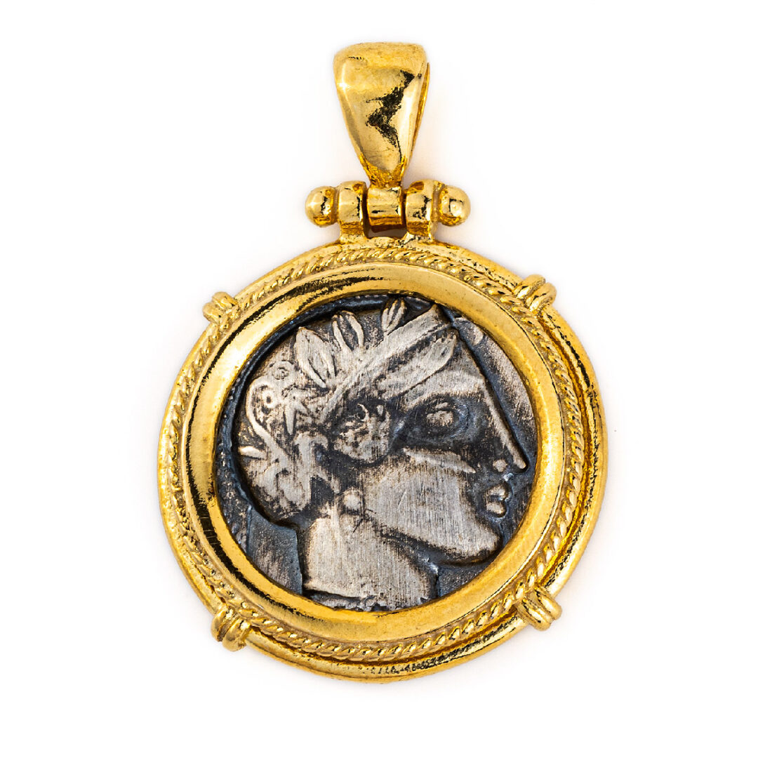 Athena and Wise Owl Coin Pendant