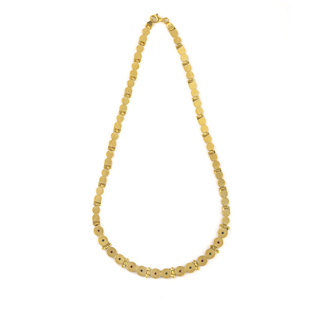 Byzantine Necklace with Zircon - Sterling Silver Gold Plated