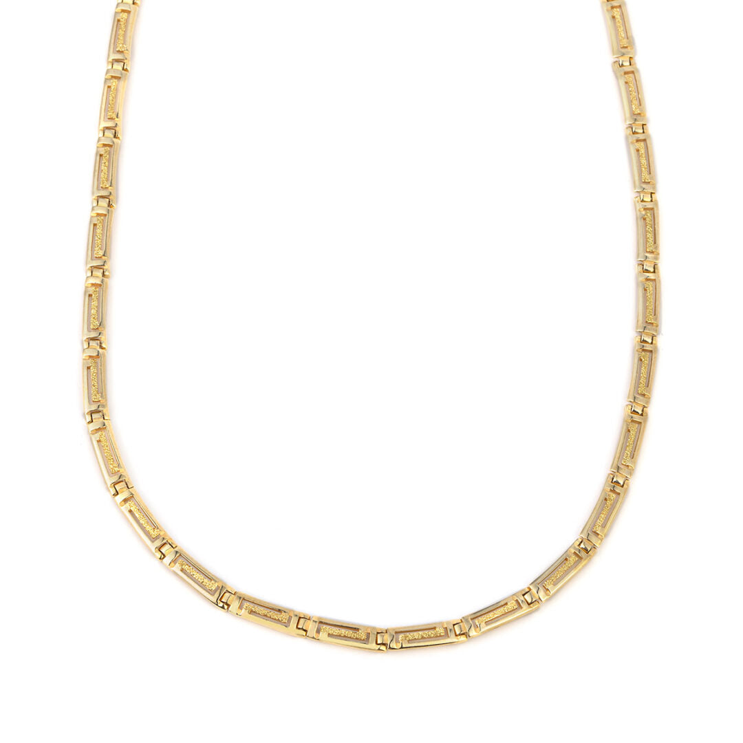 Greek Key Meander Necklace in Sterling Silver and Gold Plated