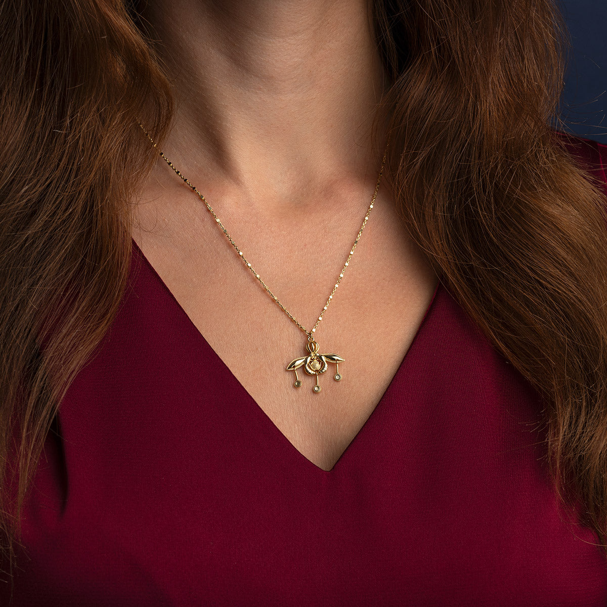 Minoan Honey Bee Necklace – 925 Sterling Silver Gold Plated