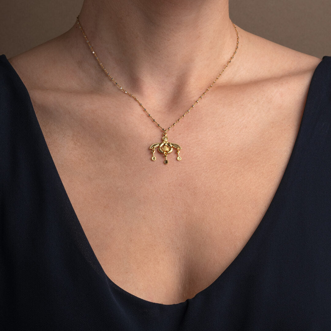 Minoan Bees Necklace – 925 Sterling Silver Gold Plated