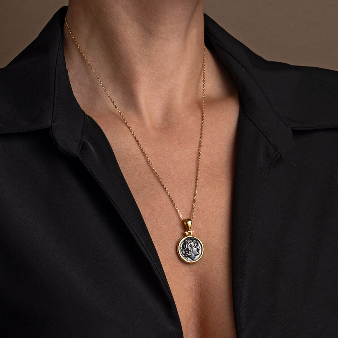 Alexander the Great Pendant - Sterling Silver and Gold Plated