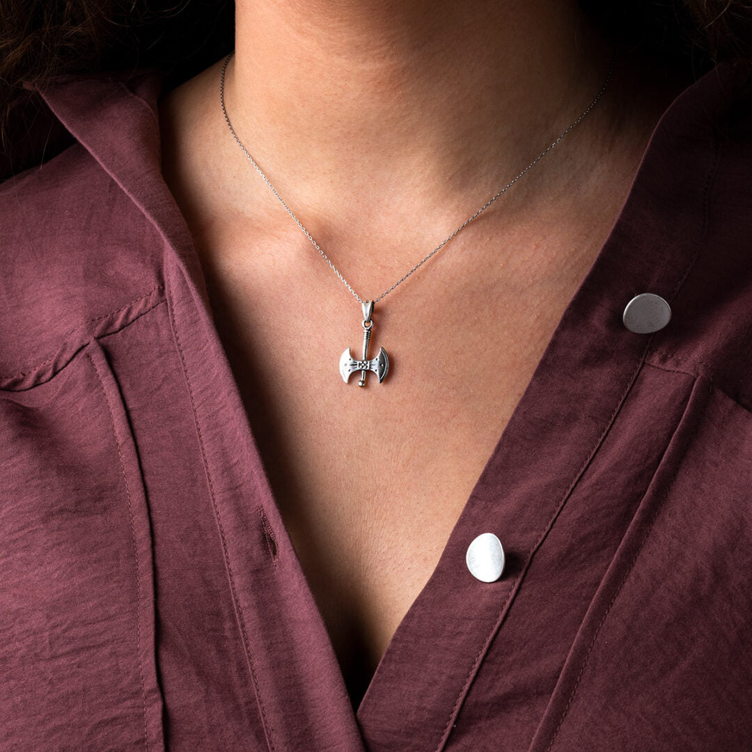 Double Headed Axe Pendant - Sterling Silver Gold Plated