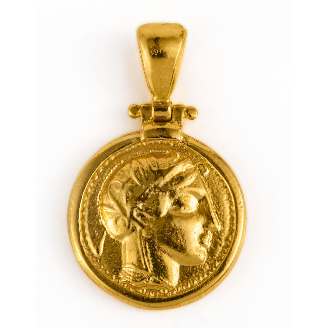 Goddess Athena and Wise Owl Pendant - Sterling Silver and Gold Plated