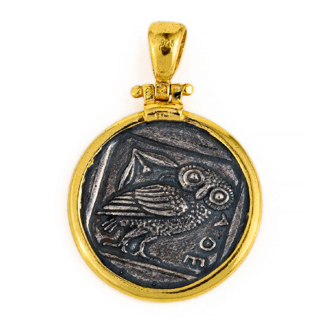 Ancient Greek Coin Pendant with Goddess Athena