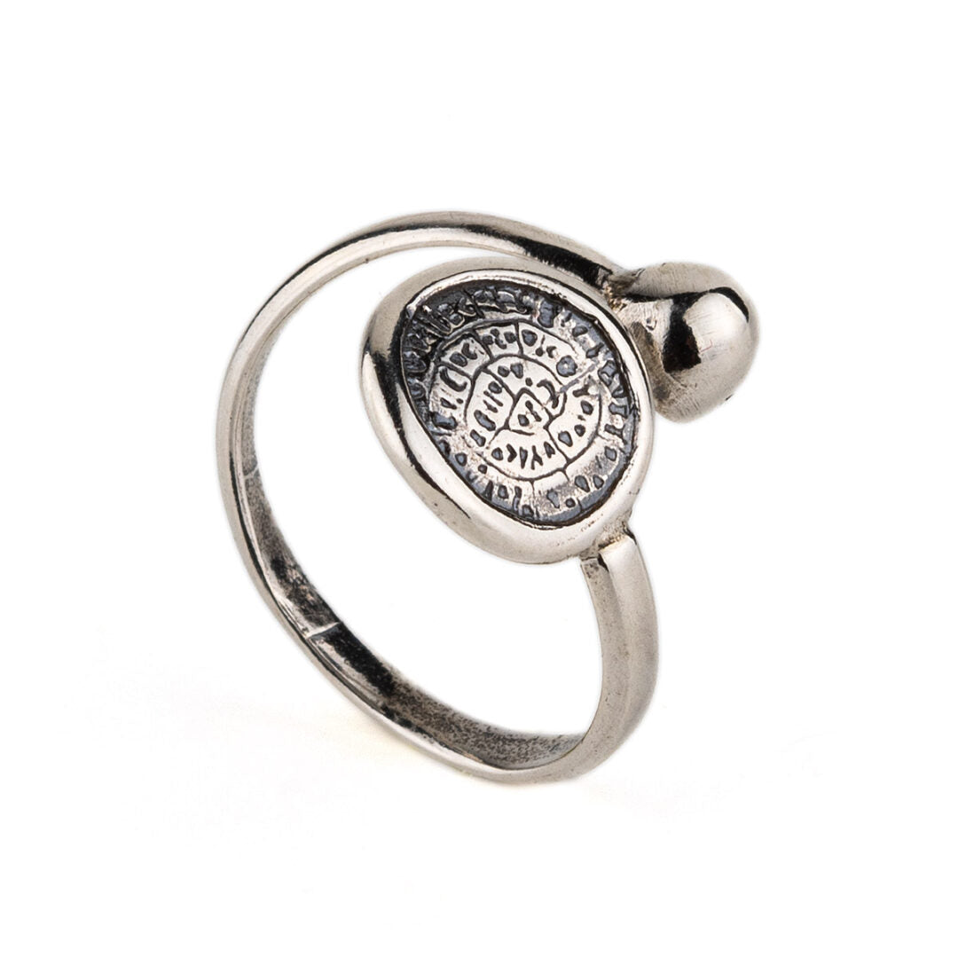 Adjustable Phaistos Disc Ring – 925 Sterling Silver