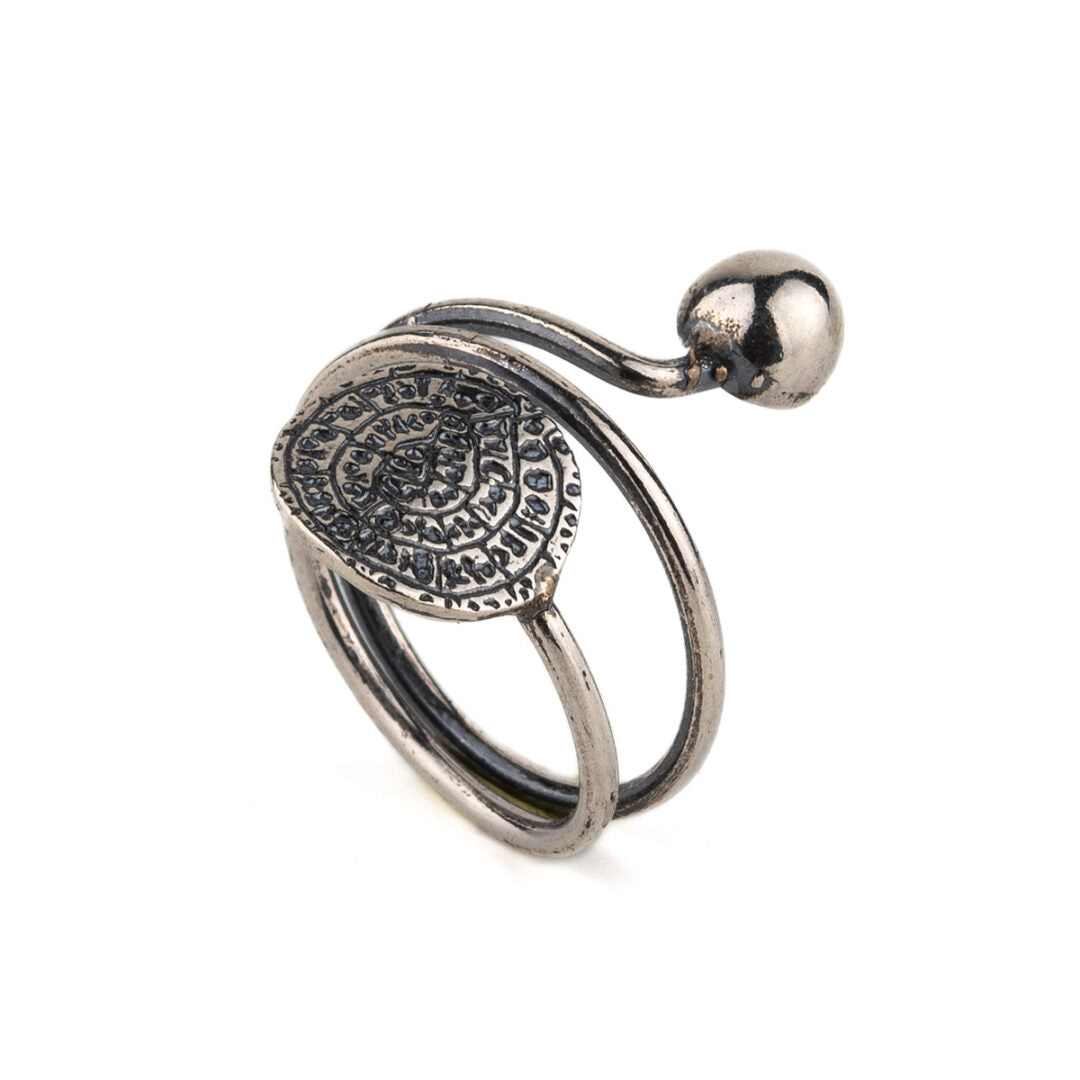 Adjustable Phaistos Ring – 925 Sterling Silver