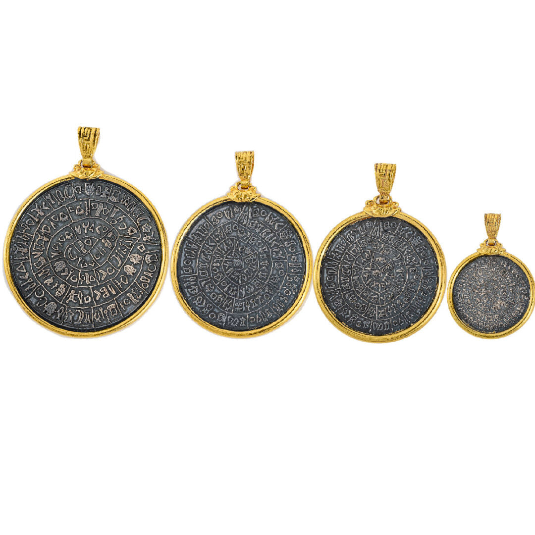 Minoan Phaistos Disk - Sterling silver gold plated pendant